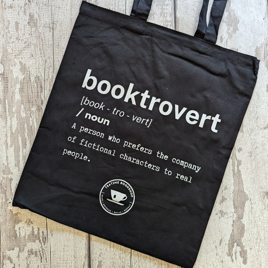booktrovert Tea Time Book Tote Bag - Black