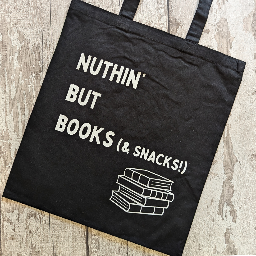 Nuthin But Books Tote Bag - Black