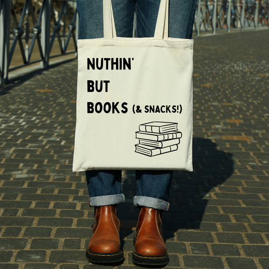Nuthin But Books Tote Bag - Natural