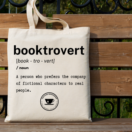booktrovert Tea Time Book Tote Bag - Natural