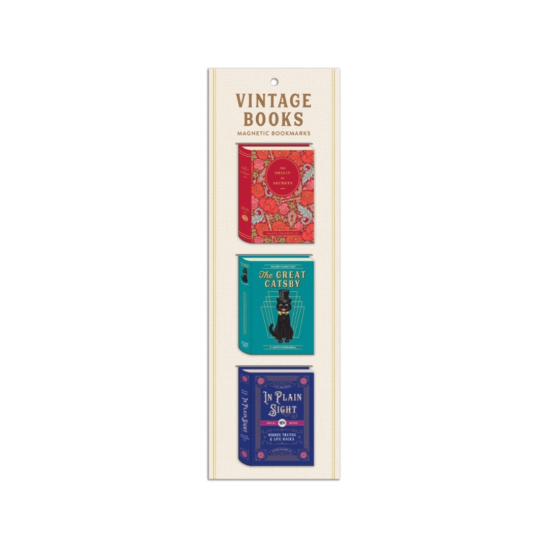 Vintage Books Shaped Magnetic Bookmarks