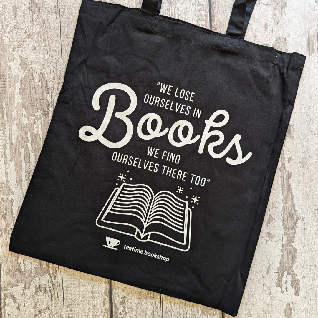 We Lose Ourselves in Books Tea Time Book Tote Bag - Black