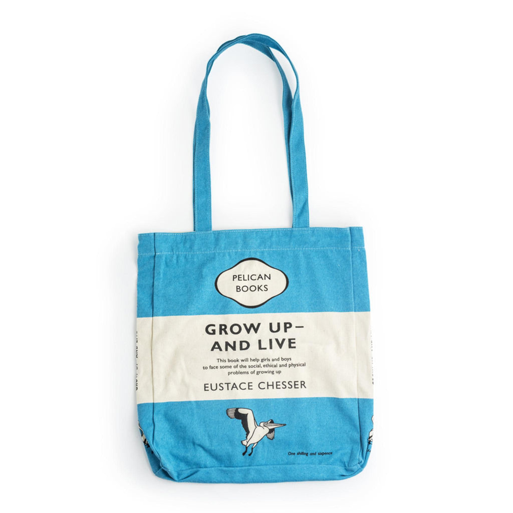 Grow Up and Live Penguin Book Tote Bag