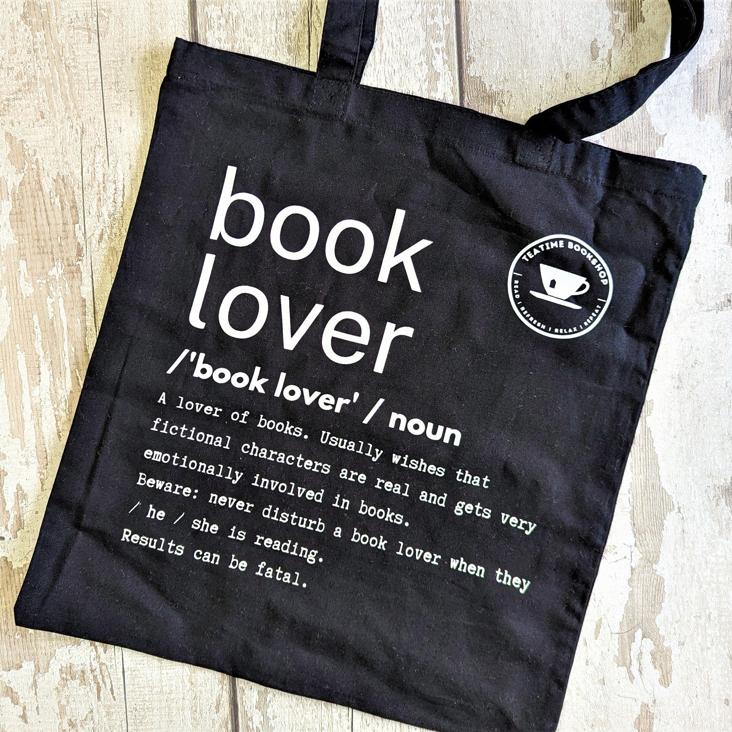 book lover Tea Time Book Tote Bag: Black