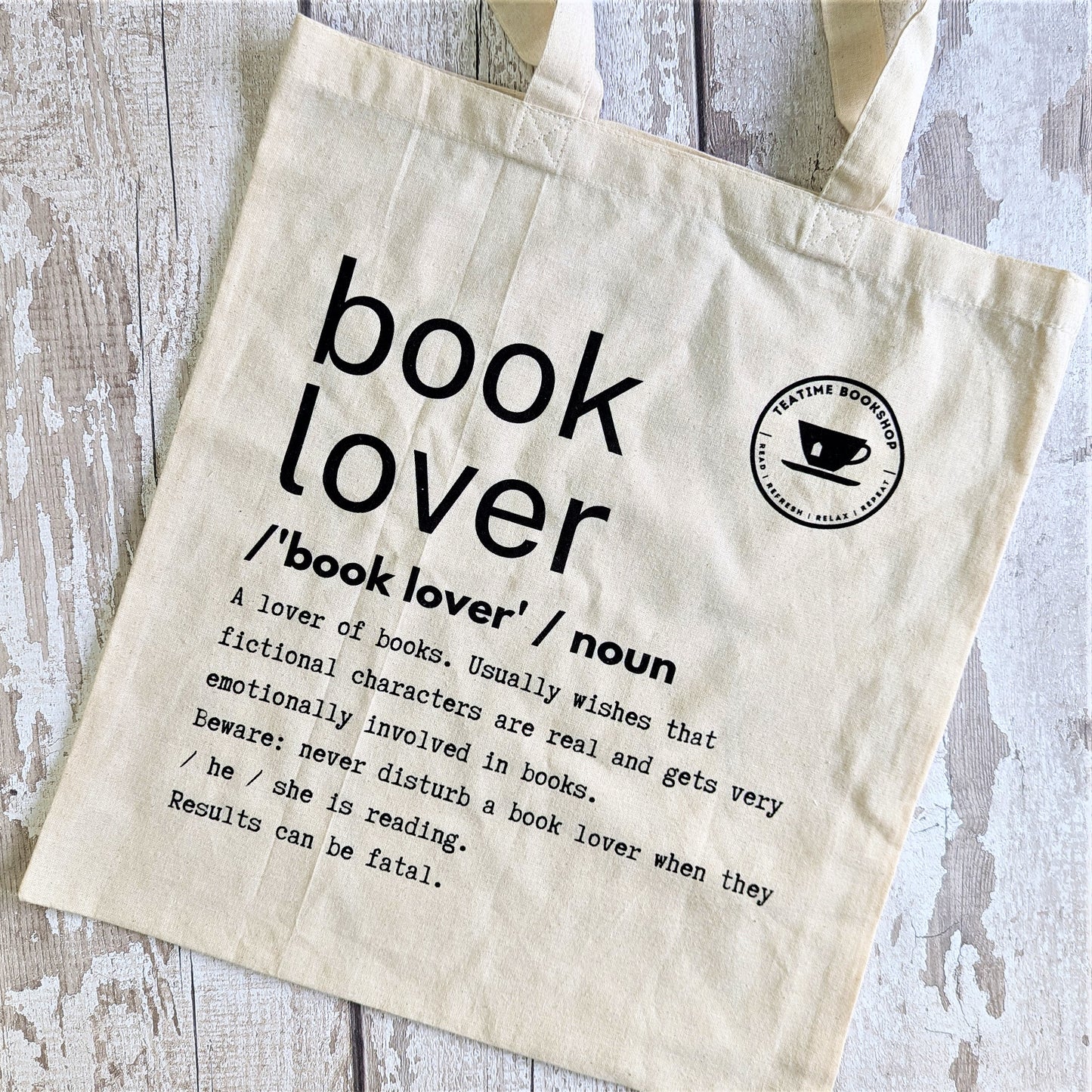 book lover Tea Time Book Tote Bag: Natural