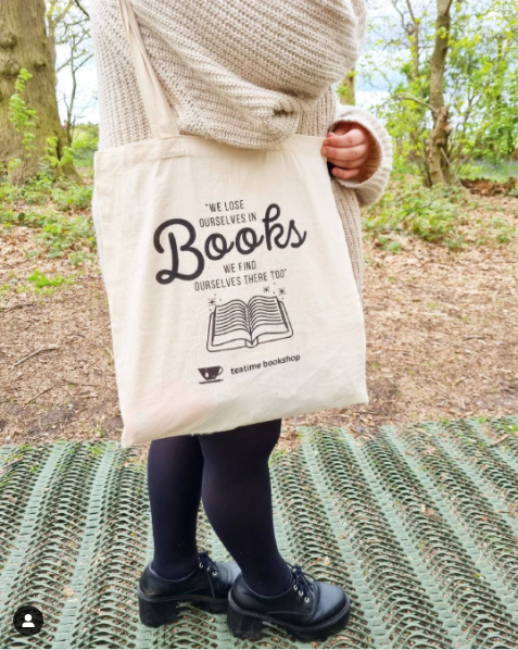 We Lose Ourselves in Books Tea Time Book Bag